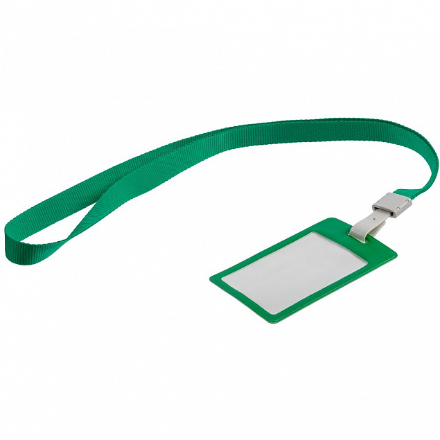 Карман для бейджа с лентой Staff, зеленый с логотипом в Балашихе заказать по выгодной цене в кибермаркете AvroraStore