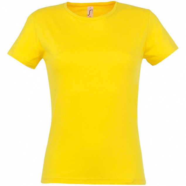 Футболка женская MISS 150, желтая с логотипом в Балашихе заказать по выгодной цене в кибермаркете AvroraStore