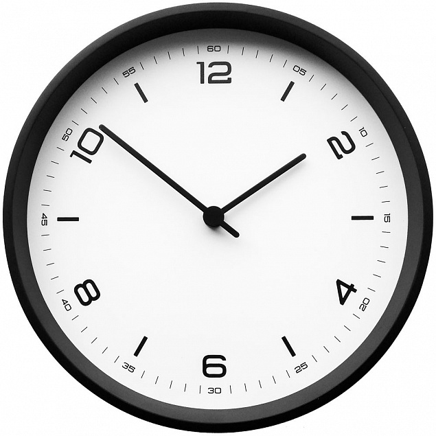 Часы настенные Weis, белые с черным с логотипом в Балашихе заказать по выгодной цене в кибермаркете AvroraStore