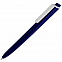 Ручка шариковая Pigra P02 Mat, темно-синяя с белым с логотипом в Балашихе заказать по выгодной цене в кибермаркете AvroraStore