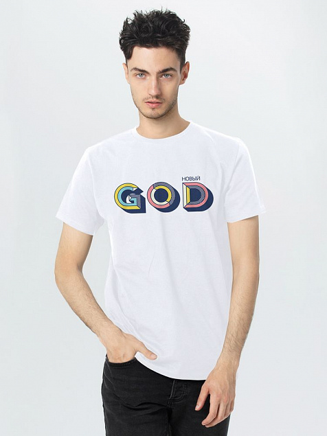 Футболка мужская «Новый GOD», белая с логотипом в Балашихе заказать по выгодной цене в кибермаркете AvroraStore