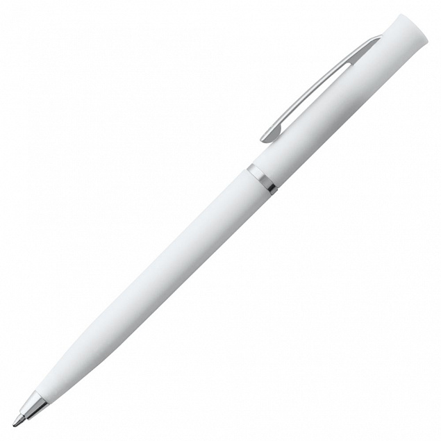 Ручка шариковая Euro Chrome, белая с логотипом в Балашихе заказать по выгодной цене в кибермаркете AvroraStore