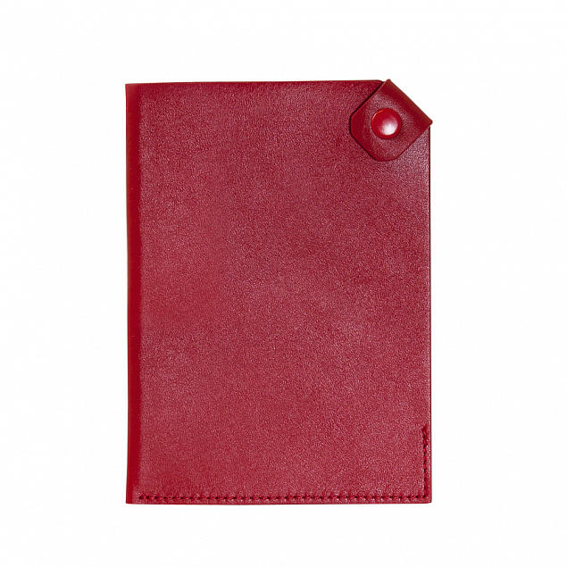 Чехол для паспорта PURE 140*90 мм., застежка на кнопке, натуральная кожа (гладкая), красный с логотипом в Балашихе заказать по выгодной цене в кибермаркете AvroraStore
