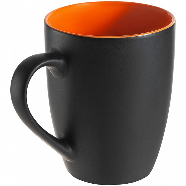 Кружка Bright Tulip, матовая, черная с оранжевым с логотипом в Балашихе заказать по выгодной цене в кибермаркете AvroraStore