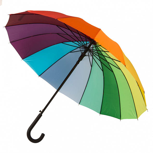 Зонт-трость  "Радуга", пластиковая ручка, полуавтомат с логотипом в Балашихе заказать по выгодной цене в кибермаркете AvroraStore