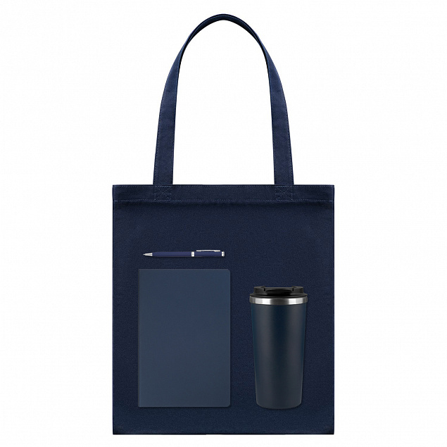 Подарочный набор Medium, синий (шоппер, ежедневник, ручка, термобутылка) с логотипом в Балашихе заказать по выгодной цене в кибермаркете AvroraStore