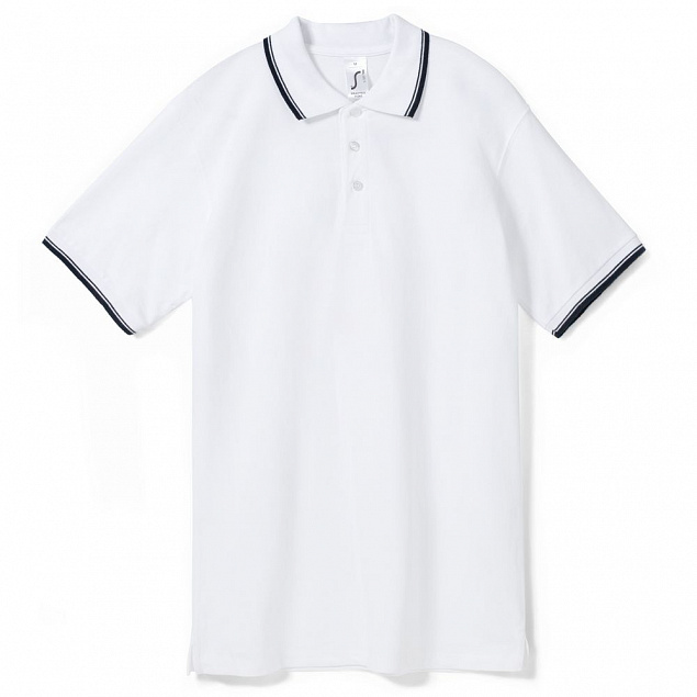 Рубашка поло мужская с контрастной отделкой Practice 270, белый/темно-синий с логотипом в Балашихе заказать по выгодной цене в кибермаркете AvroraStore