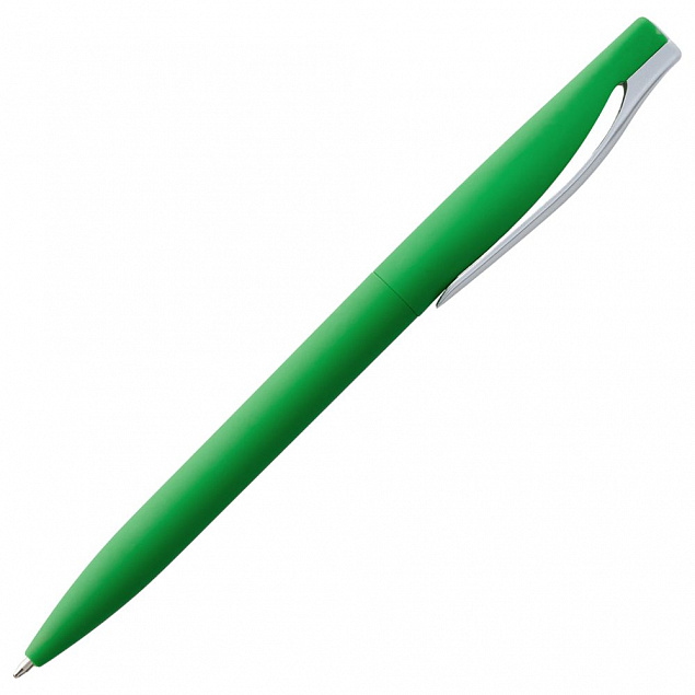 Ручка шариковая Pin Soft Touch, зеленая с логотипом в Балашихе заказать по выгодной цене в кибермаркете AvroraStore
