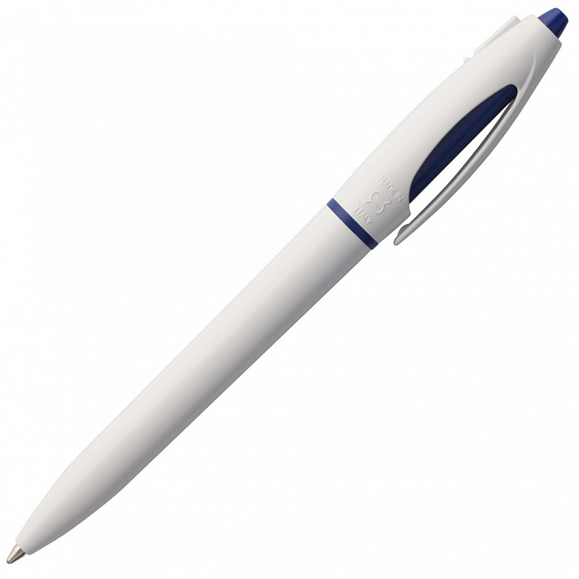 Ручка шариковая S! (Си), белая с темно-синим с логотипом в Балашихе заказать по выгодной цене в кибермаркете AvroraStore