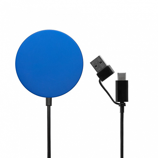 Магнитное зарядное устройство Cooper Rond, 15 Вт, синее с логотипом в Балашихе заказать по выгодной цене в кибермаркете AvroraStore
