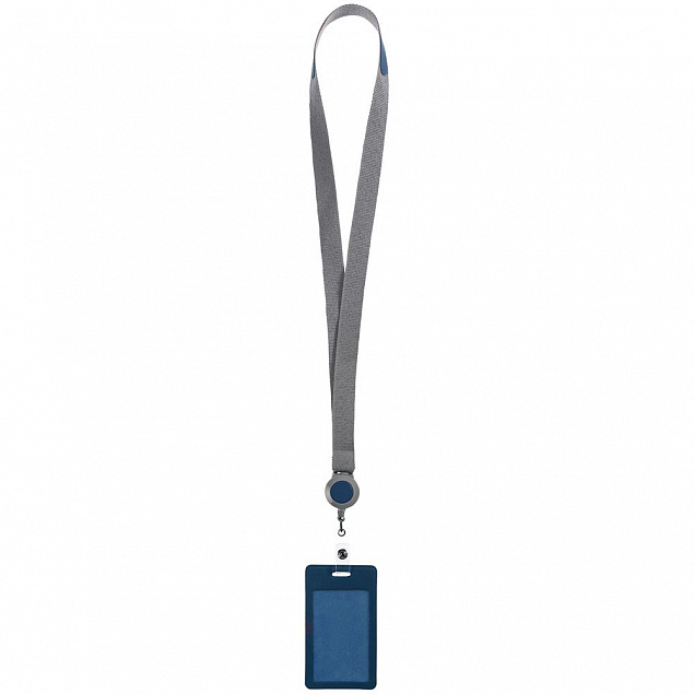 Чехол для пропуска с лентой и ретрактором Devon, синий с логотипом в Балашихе заказать по выгодной цене в кибермаркете AvroraStore