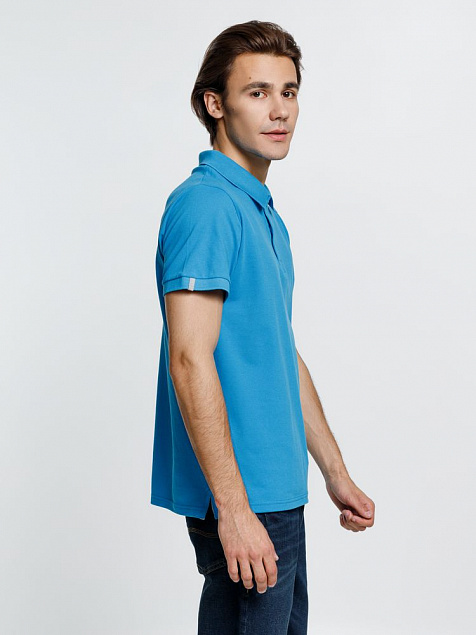 Рубашка поло мужская Virma Premium, бирюзовая с логотипом в Балашихе заказать по выгодной цене в кибермаркете AvroraStore