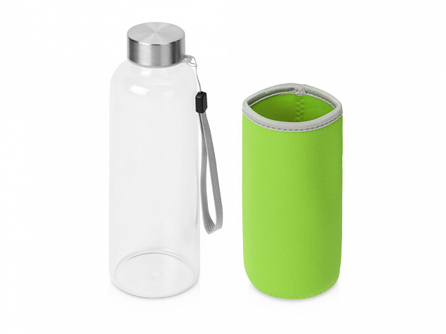 Бутылка для воды Pure c чехлом, 420 мл, зеленое яблоко с логотипом в Балашихе заказать по выгодной цене в кибермаркете AvroraStore