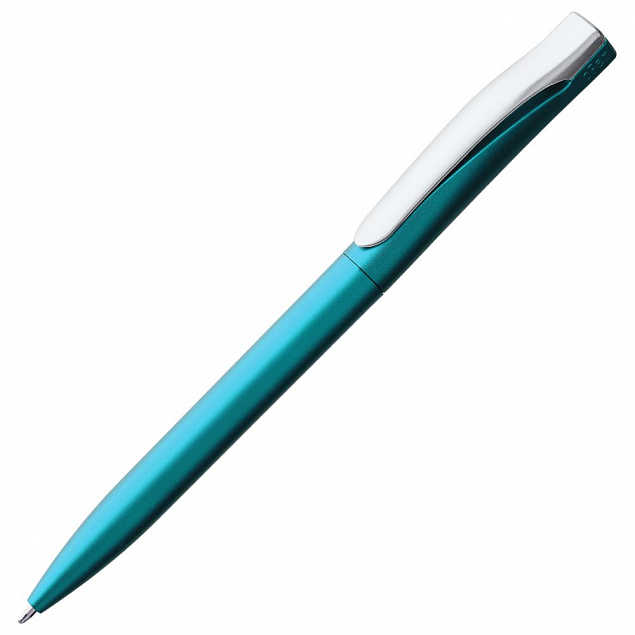 Ручка шариковая Pin Silver, голубая с логотипом в Балашихе заказать по выгодной цене в кибермаркете AvroraStore