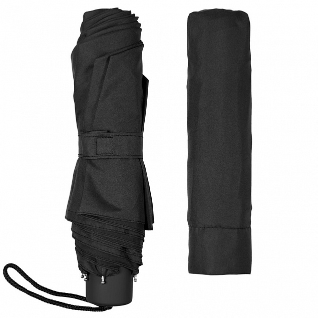 Зонт складной Light, черный с логотипом в Балашихе заказать по выгодной цене в кибермаркете AvroraStore