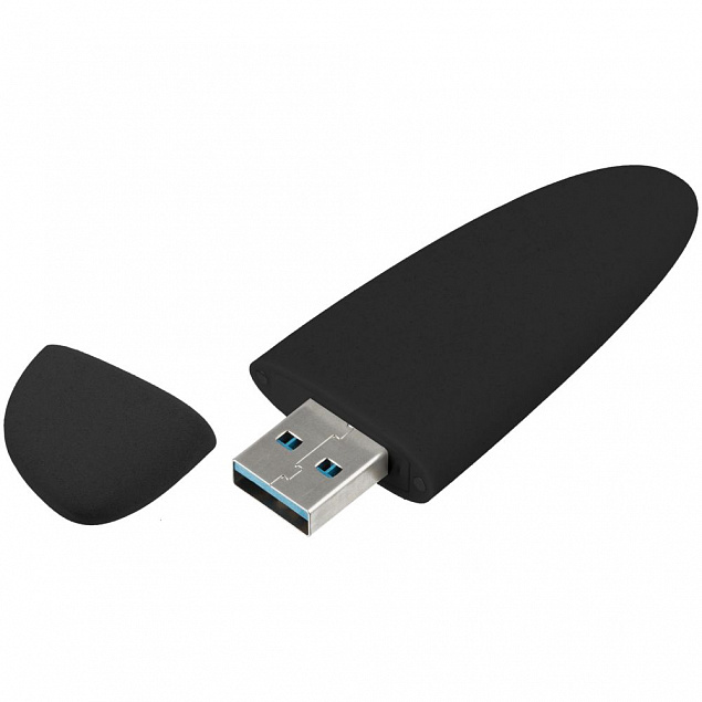 Флешка Pebble, черная, USB 3.0, 16 Гб с логотипом в Балашихе заказать по выгодной цене в кибермаркете AvroraStore
