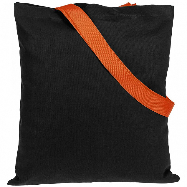 Холщовая сумка BrighTone, черная с оранжевыми ручками с логотипом в Балашихе заказать по выгодной цене в кибермаркете AvroraStore