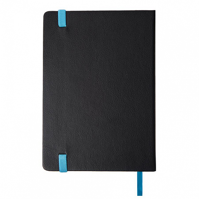 Ежедневник недатированный Ray, А5, черный/голубой, кремовый блок, без обреза с логотипом в Балашихе заказать по выгодной цене в кибермаркете AvroraStore