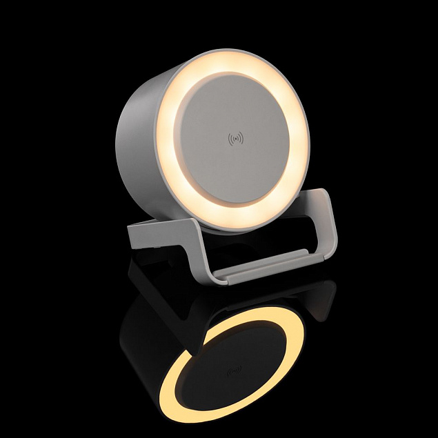 Лампа с колонкой и беспроводной зарядкой moonLight, белая с логотипом в Балашихе заказать по выгодной цене в кибермаркете AvroraStore