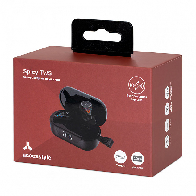 Беспроводные наушники Accesstyle Spicy TWS, черный с логотипом в Балашихе заказать по выгодной цене в кибермаркете AvroraStore