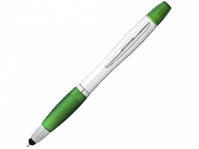 Ручка-стилус Nash с маркером, зеленый/серебристый с логотипом в Балашихе заказать по выгодной цене в кибермаркете AvroraStore