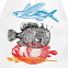 Фартук «Морские обитатели», белый с логотипом в Балашихе заказать по выгодной цене в кибермаркете AvroraStore