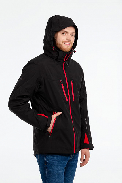 Куртка-трансформер мужская Matrix, черная с красным с логотипом в Балашихе заказать по выгодной цене в кибермаркете AvroraStore