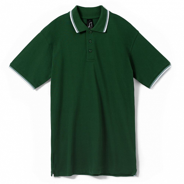 Рубашка поло мужская с контрастной отделкой PRACTICE 270, зеленый/белый с логотипом в Балашихе заказать по выгодной цене в кибермаркете AvroraStore