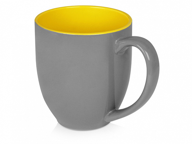 Кружка керамическая Gracy 470мл, серый/желтый с логотипом в Балашихе заказать по выгодной цене в кибермаркете AvroraStore