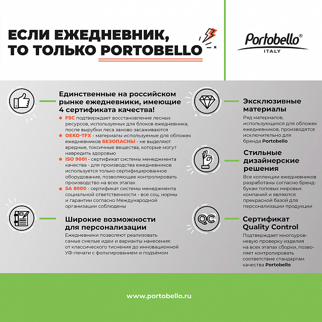 Ежедневник Portobello Trend, Rain, недатированный, серый с логотипом в Балашихе заказать по выгодной цене в кибермаркете AvroraStore