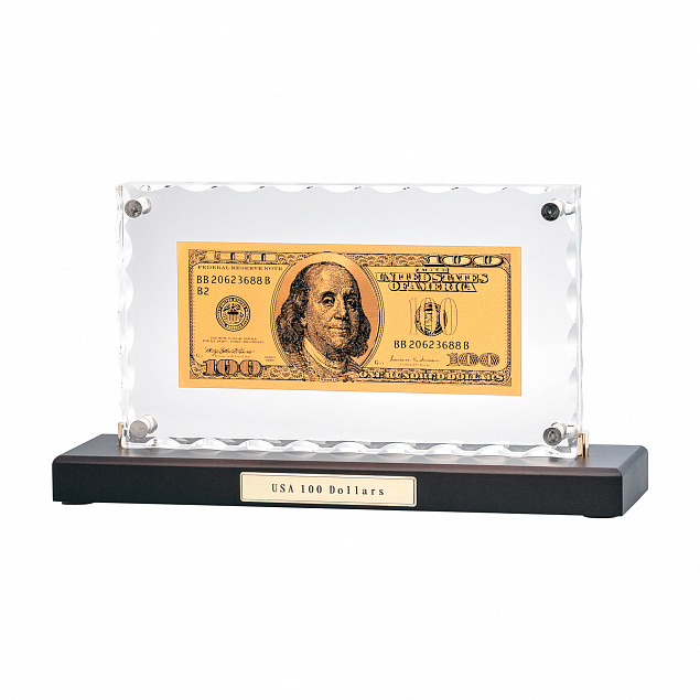 "Банкнота 100 USD" в стекле с логотипом в Балашихе заказать по выгодной цене в кибермаркете AvroraStore