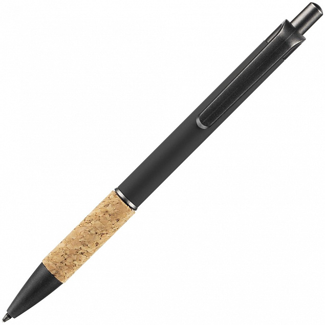 Ручка шариковая Cork, черная с логотипом в Балашихе заказать по выгодной цене в кибермаркете AvroraStore