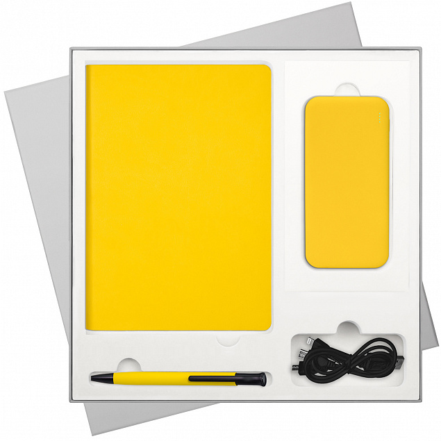 Подарочный набор Sky, желтый (ежедневник, ручка, аккумулятор) с логотипом в Балашихе заказать по выгодной цене в кибермаркете AvroraStore