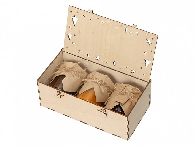 Подарочный набор с тремя видами варенья в деревянной коробке Trio Sweet с логотипом в Балашихе заказать по выгодной цене в кибермаркете AvroraStore