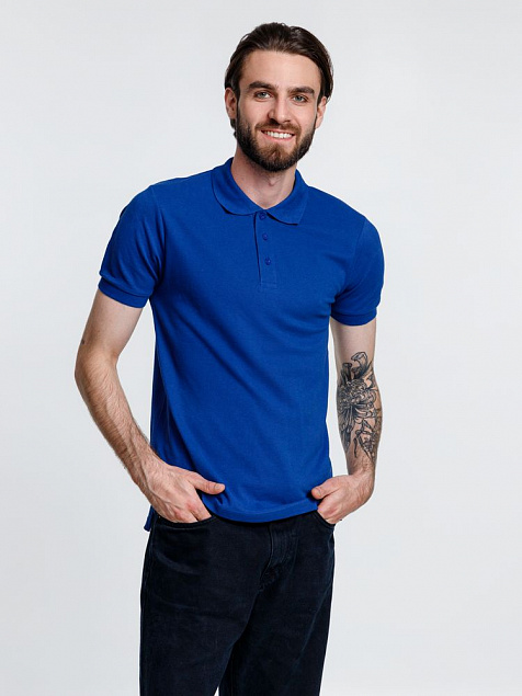 Рубашка поло мужская Adam, ярко-синяя с логотипом в Балашихе заказать по выгодной цене в кибермаркете AvroraStore