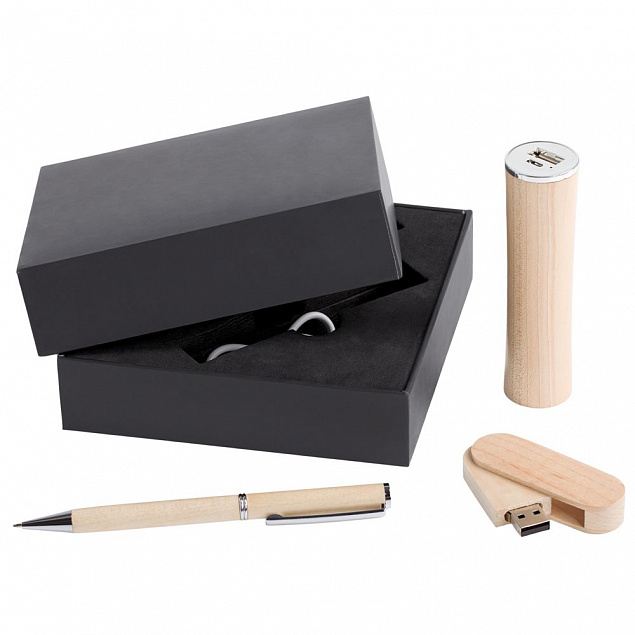 Набор Wood: аккумулятор, флешка и ручка с логотипом в Балашихе заказать по выгодной цене в кибермаркете AvroraStore
