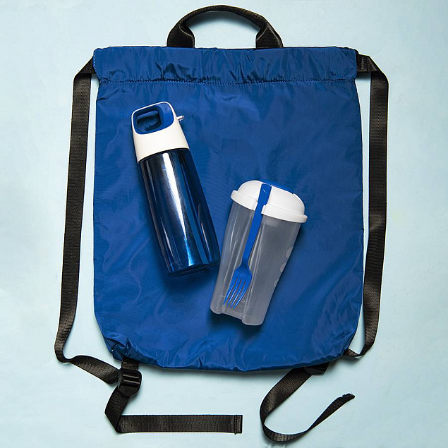Набор подарочный FITKIT: бутылка для воды, контейнер для еды, рюкзак, синий с логотипом в Балашихе заказать по выгодной цене в кибермаркете AvroraStore