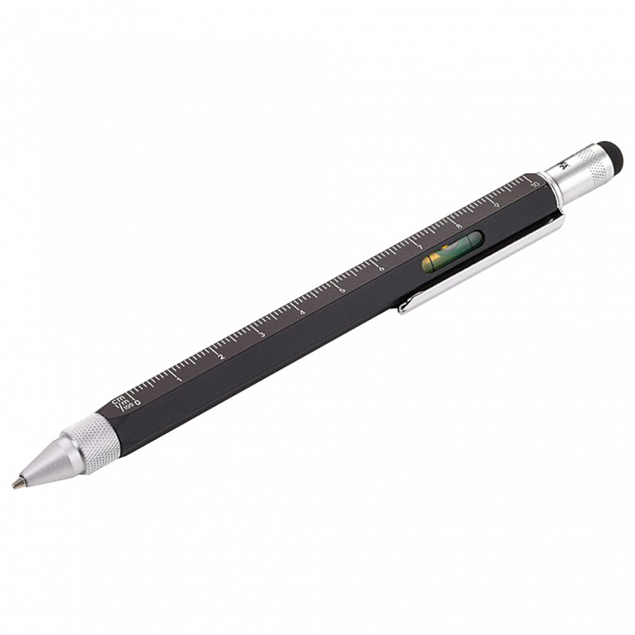 Ручка шариковая Construction, мультиинструмент, черная с логотипом в Балашихе заказать по выгодной цене в кибермаркете AvroraStore