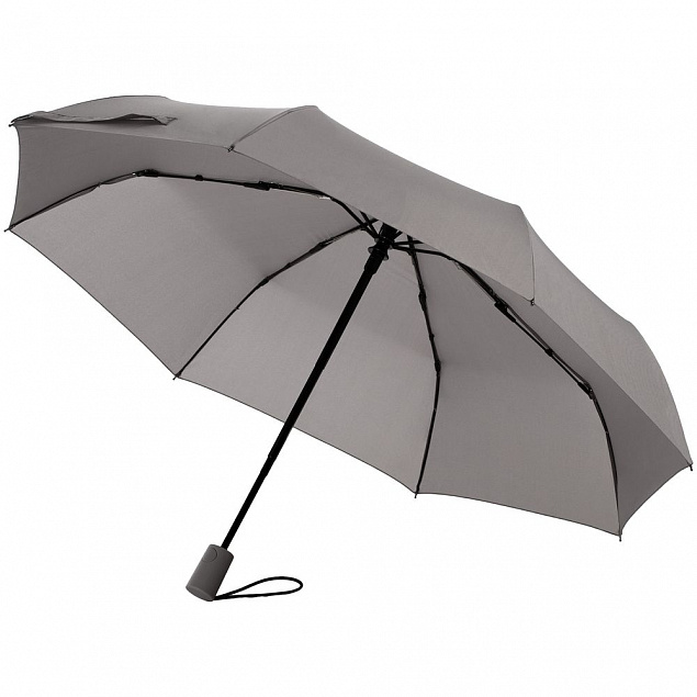 Зонт складной Hard Work с проявляющимся рисунком, серый с логотипом в Балашихе заказать по выгодной цене в кибермаркете AvroraStore