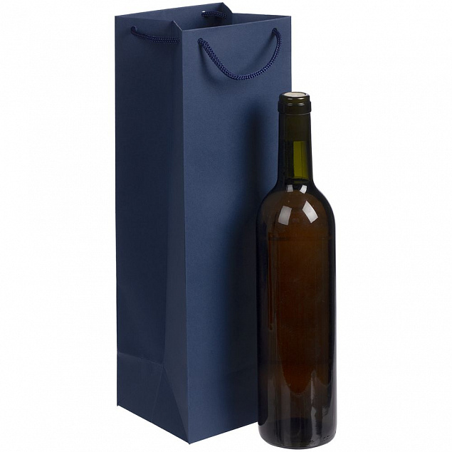 Пакет под бутылку Vindemia, синий с логотипом в Балашихе заказать по выгодной цене в кибермаркете AvroraStore