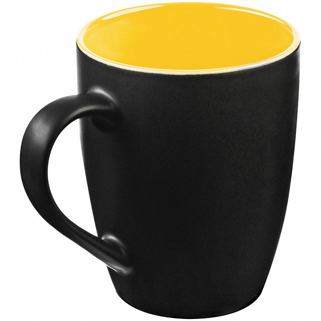 Кружка Bright Tulip, матовая, черная с желтым с логотипом в Балашихе заказать по выгодной цене в кибермаркете AvroraStore