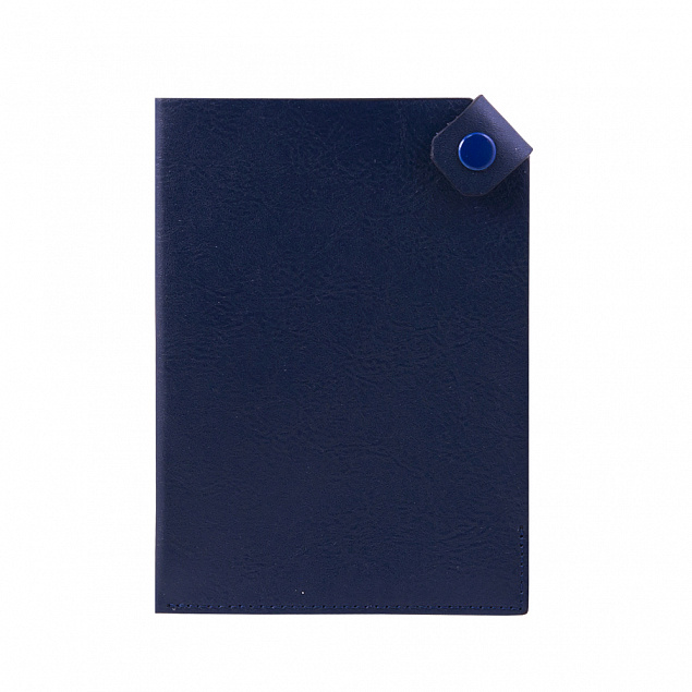 Чехол для паспорта PURE 140*90 мм., застежка на кнопке, натуральная кожа (фактурная), синий с логотипом в Балашихе заказать по выгодной цене в кибермаркете AvroraStore