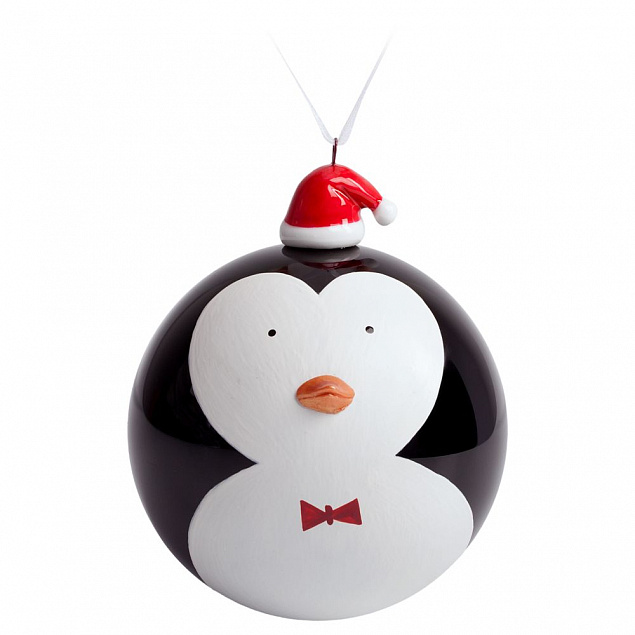 Елочный шар с фигуркой «Новогодний пингвин», 9 см с логотипом в Балашихе заказать по выгодной цене в кибермаркете AvroraStore