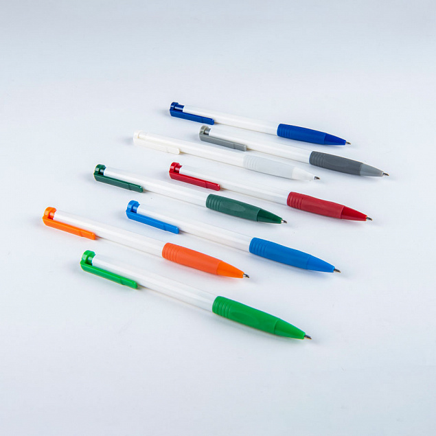 N13, ручка шариковая с грипом, пластик, белый, красный с логотипом в Балашихе заказать по выгодной цене в кибермаркете AvroraStore