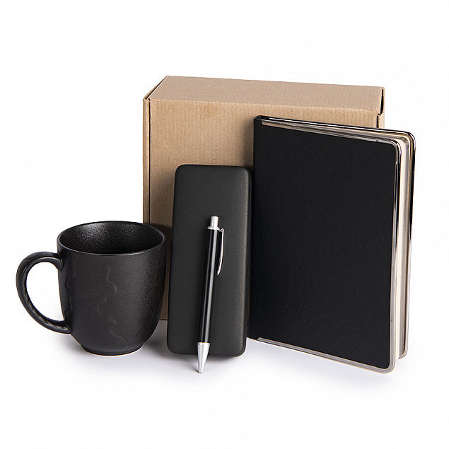 Набор подарочный AUTOGRAPH: кружка, ежедневник, ручка, футляр для ручки, стружка, коробка, черный с логотипом в Балашихе заказать по выгодной цене в кибермаркете AvroraStore