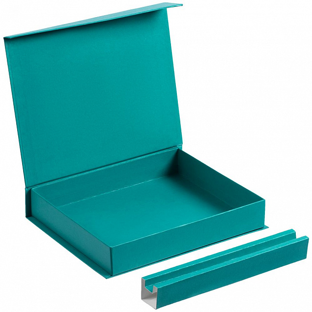 Коробка Duo под ежедневник и ручку, бирюзовая с логотипом в Балашихе заказать по выгодной цене в кибермаркете AvroraStore