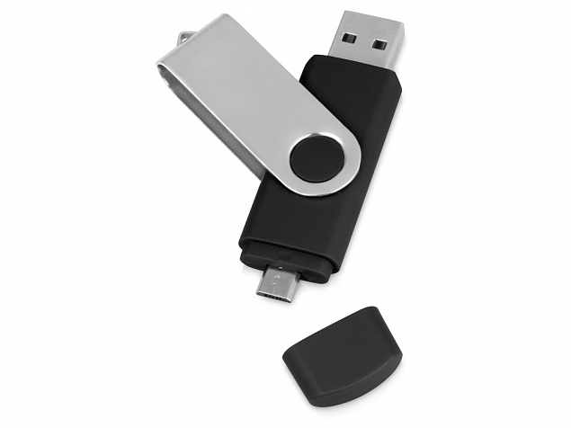 USB/micro USB-флешка на 16 Гб «Квебек OTG» с логотипом в Балашихе заказать по выгодной цене в кибермаркете AvroraStore