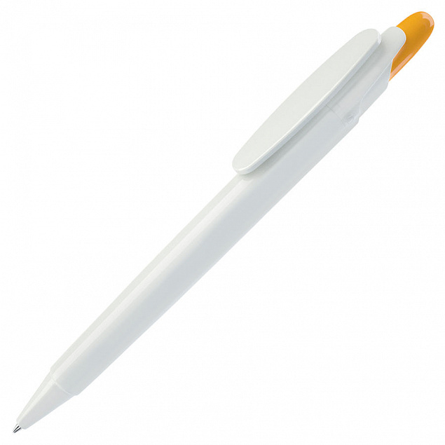 OTTO, ручка шариковая, желтый/белый, пластик с логотипом в Балашихе заказать по выгодной цене в кибермаркете AvroraStore