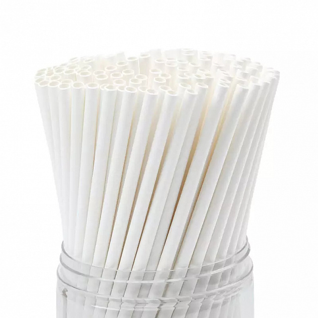 Белая бумажная трубочка , размер 197*6 мм, белая (100 шт в бумажной упаковке) с логотипом в Балашихе заказать по выгодной цене в кибермаркете AvroraStore