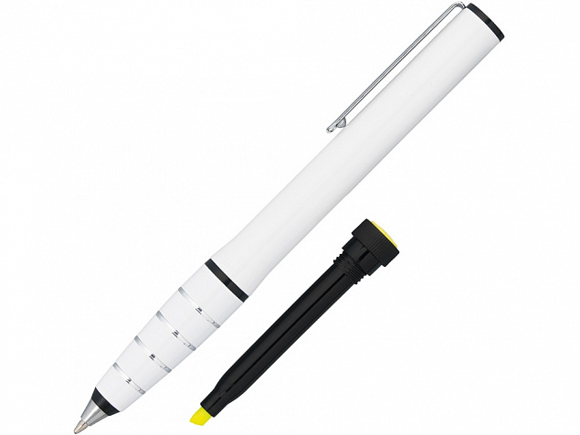 Ручка шариковая с маркером Jura, белый с логотипом в Балашихе заказать по выгодной цене в кибермаркете AvroraStore